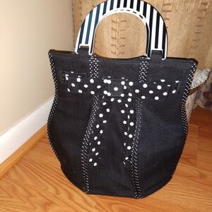 Lulu Guinness Black and White Shaped Handbag with Lucite Handles